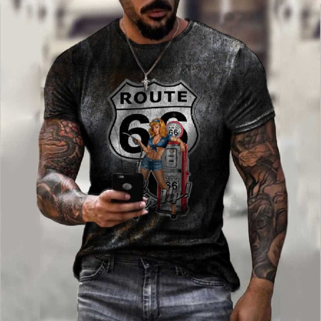 Summer New Mens T Shirts Oversized Loose Clothes Vintage Short Sleeve Fashion 66 Letters Printed O Collared Tshirts For Men