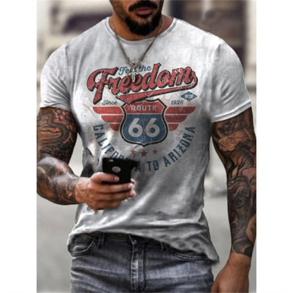 Summer New Mens T Shirts Oversized Loose Clothes Vintage Short Sleeve Fashion 66 Letters Printed O Collared Tshirts For Men