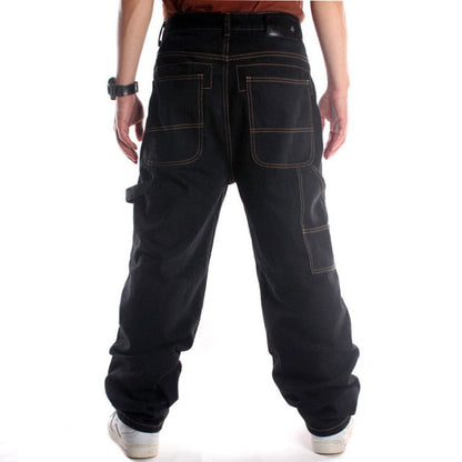 maoxiangshop Mens Jeans Top Rushed Stripe Loose Hip Hop Jeans Men Printed Hiphop Demin Pants Tide Trousers Embroidered Flower Wings