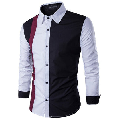 men's spring men's paneled cotton long-sleeve shirt Korean-style Slim fit youth long-sleeve shirt men's