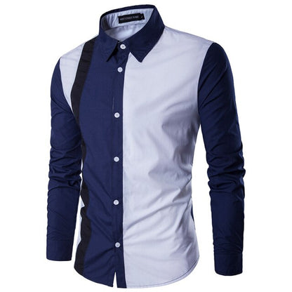 men's spring men's paneled cotton long-sleeve shirt Korean-style Slim fit youth long-sleeve shirt men's