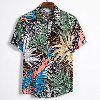 Fashion Mens Hawaiian Beach Shirts Summer New Short Sleeve Floral Print Tropical Aloha Shirts Holiday Vacation Clothing