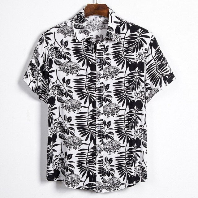 Fashion Mens Hawaiian Beach Shirts Summer New Short Sleeve Floral Print Tropical Aloha Shirts Holiday Vacation Clothing
