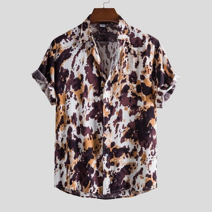 Fashion Mens Hawaiian Beach Shirts Summer New Short Sleeve Floral Print Tropical Aloha Shirts Holiday Vacation Clothing