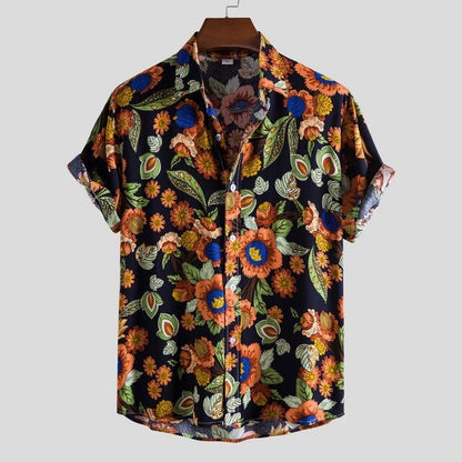 Fashion Mens Hawaiian Beach Shirts Summer New Short Sleeve Floral Print Tropical Aloha Shirts Holiday Vacation Clothing