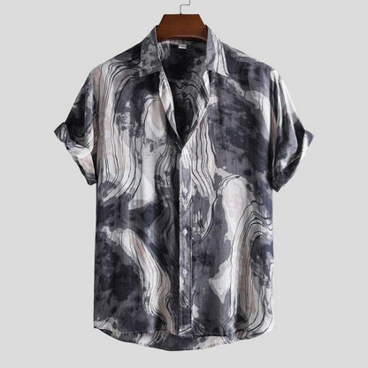 Fashion Mens Hawaiian Beach Shirts Summer New Short Sleeve Floral Print Tropical Aloha Shirts Holiday Vacation Clothing