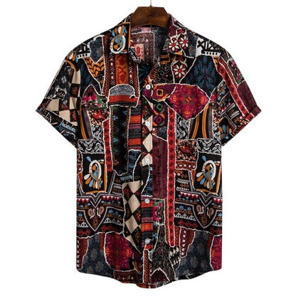 Fashion Mens Hawaiian Beach Shirts Summer New Short Sleeve Floral Print Tropical Aloha Shirts Holiday Vacation Clothing