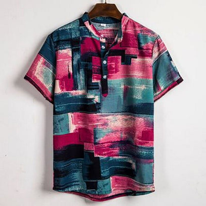 Fashion Mens Hawaiian Beach Shirts Summer New Short Sleeve Floral Print Tropical Aloha Shirts Holiday Vacation Clothing
