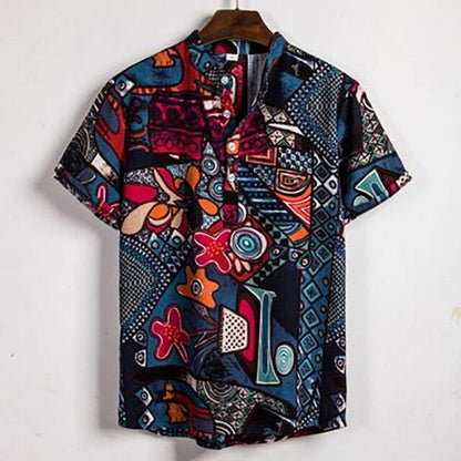Fashion Mens Hawaiian Beach Shirts Summer New Short Sleeve Floral Print Tropical Aloha Shirts Holiday Vacation Clothing