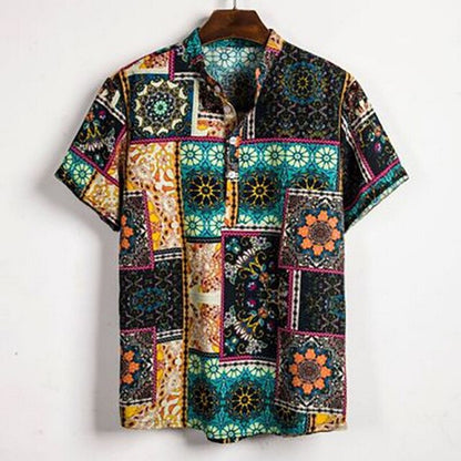 Fashion Mens Hawaiian Beach Shirts Summer New Short Sleeve Floral Print Tropical Aloha Shirts Holiday Vacation Clothing