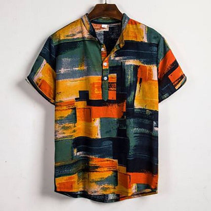 Fashion Mens Hawaiian Beach Shirts Summer New Short Sleeve Floral Print Tropical Aloha Shirts Holiday Vacation Clothing