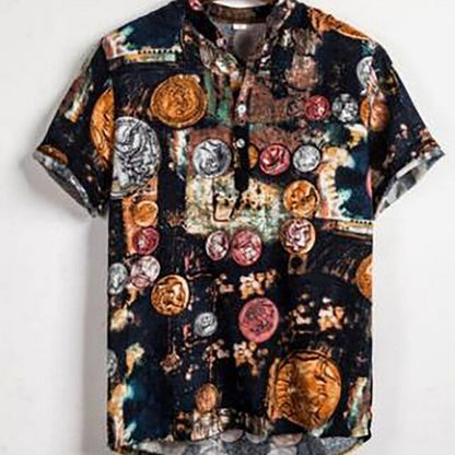 Fashion Mens Hawaiian Beach Shirts Summer New Short Sleeve Floral Print Tropical Aloha Shirts Holiday Vacation Clothing