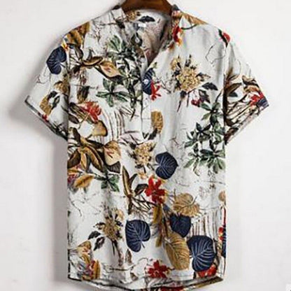 Fashion Mens Hawaiian Beach Shirts Summer New Short Sleeve Floral Print Tropical Aloha Shirts Holiday Vacation Clothing