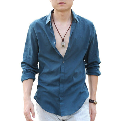 chemise homme masculina Cotton Linen Shirts Man Summer White Shirt Social Gentleman mens shirts Ultra  Casual-shirt British