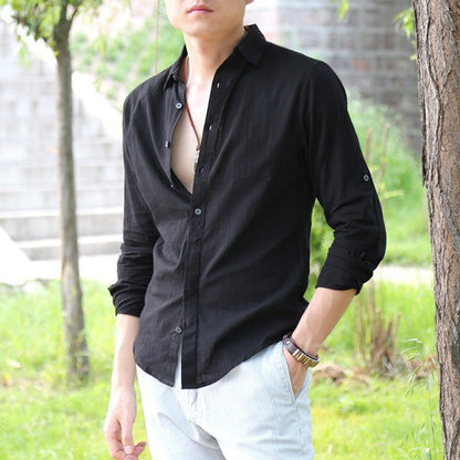 chemise homme masculina Cotton Linen Shirts Man Summer White Shirt Social Gentleman mens shirts Ultra  Casual-shirt British