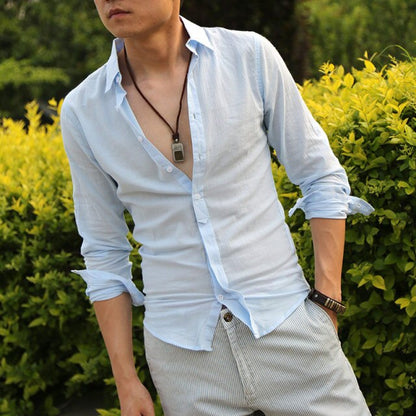 chemise homme masculina Cotton Linen Shirts Man Summer White Shirt Social Gentleman mens shirts Ultra  Casual-shirt British