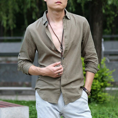 chemise homme masculina Cotton Linen Shirts Man Summer White Shirt Social Gentleman mens shirts Ultra  Casual-shirt British