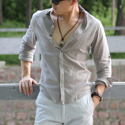 chemise homme masculina Cotton Linen Shirts Man Summer White Shirt Social Gentleman mens shirts Ultra  Casual-shirt British