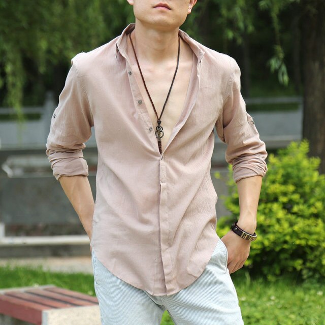 chemise homme masculina Cotton Linen Shirts Man Summer White Shirt Social Gentleman mens shirts Ultra  Casual-shirt British