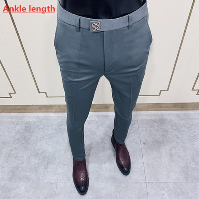 Spring New Men's Suit Pants Fashion Business Casual Slim Dress Pants Men's Street Wear Social Formal Pantalon Clothing