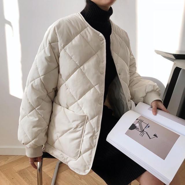 Womens Casual Coat Female Cotton-Padded Quilted Parka Jacket Down Cotton Padded Winter Coat Outwear Spring Autumn Winter