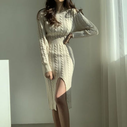 Winter Women'S Dress Bodycon Sweater Women Dress Long Sleeve  Knitted Dresses Maxi Vintage Oversize Dresses Evening Fall