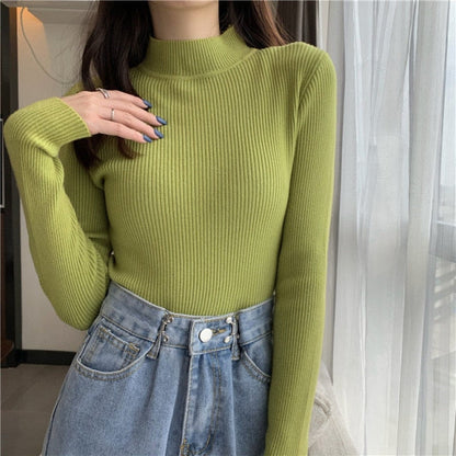 Women Pullovers Sweater Autumn Winter Turtleneck Knitted Sweater Women Tops Long Sleeve Short Slim Sweater Girls