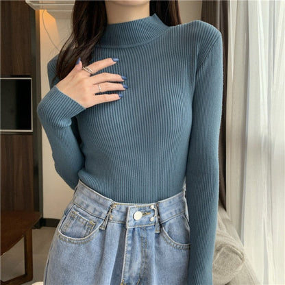 Women Pullovers Sweater Autumn Winter Turtleneck Knitted Sweater Women Tops Long Sleeve Short Slim Sweater Girls