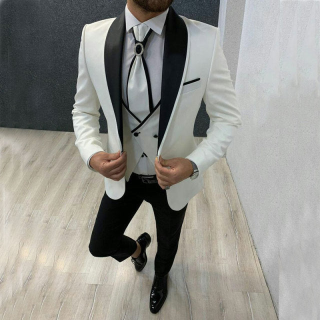 Latest Coat Pant Designs White Men Suits for Wedding Suit Men Groom Blazer Tuxedo Slim Fit Costume Pour Hommes Terno Masculino