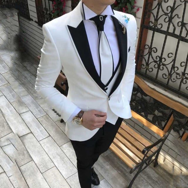 Latest Coat Pant Designs White Men Suits for Wedding Suit Men Groom Blazer Tuxedo Slim Fit Costume Pour Hommes Terno Masculino