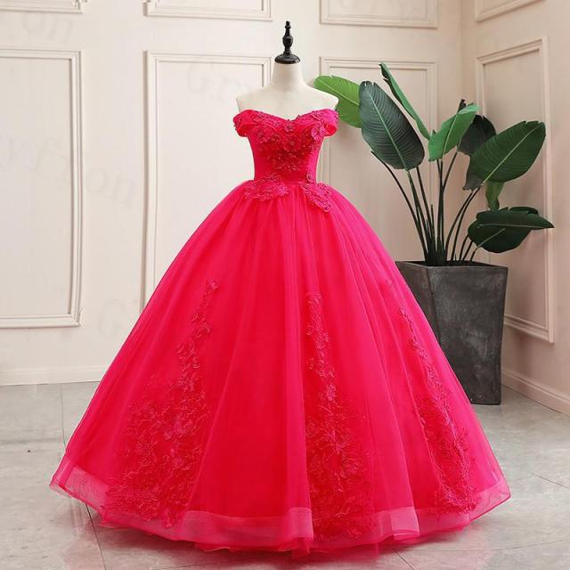 Quinceanera Dresses New Gold Party Dress Off The Shoulder Ball Gown Sweet Floral Print Prom Formal Vestido De Quincenera