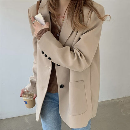 Women Trench Coat Women's Autumn New Loose Long Sleeve British Style Fried Street Casual Suit Top