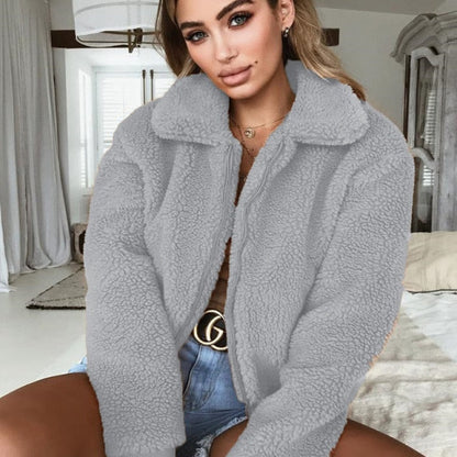 New Trendy Winter Clothes Ladies Warm Short Women Faux Fur Jacket Fur Coat Women Thick Teddy Bear Pocket Fleece Jack Coat