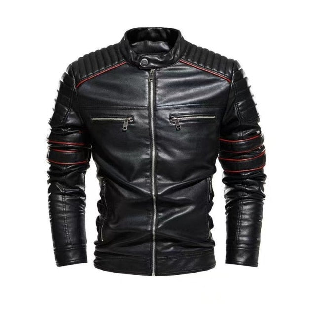 Men's Faux Fur Trench Coat Winter Motorcycle PU Leather Bomber Jacket Men Stand Collar Windbreaker Jackets Slim Warm Outerwear