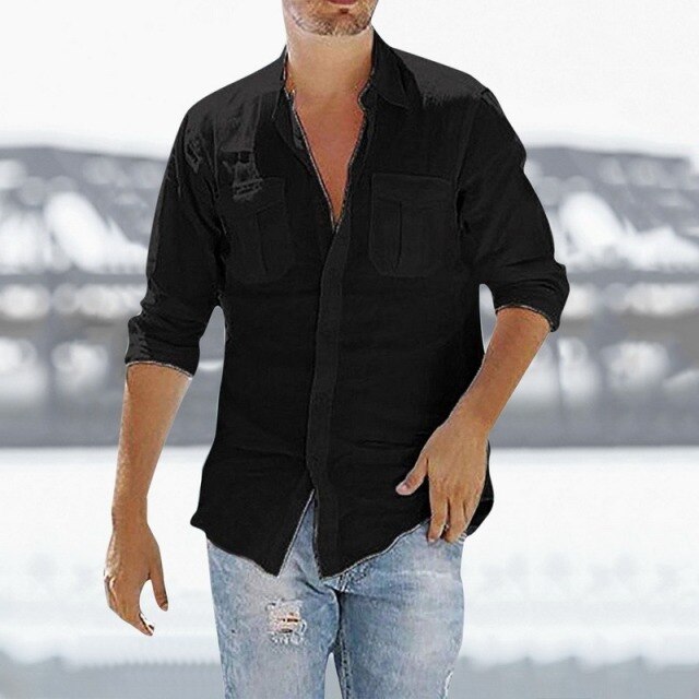 Men's Casual Shirt Cotton Linen Shirt Loose Breathable Shirt Short Sleeves Spring Autumn Summer Casual Men's Long Sleeves Shirt