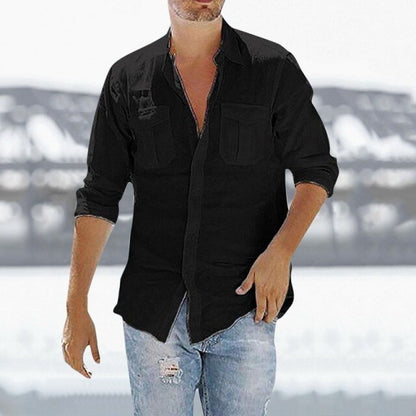 Men's Casual Shirt Cotton Linen Shirt Loose Breathable Shirt Short Sleeves Spring Autumn Summer Casual Men's Long Sleeves Shirt