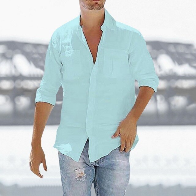Men's Casual Shirt Cotton Linen Shirt Loose Breathable Shirt Short Sleeves Spring Autumn Summer Casual Men's Long Sleeves Shirt