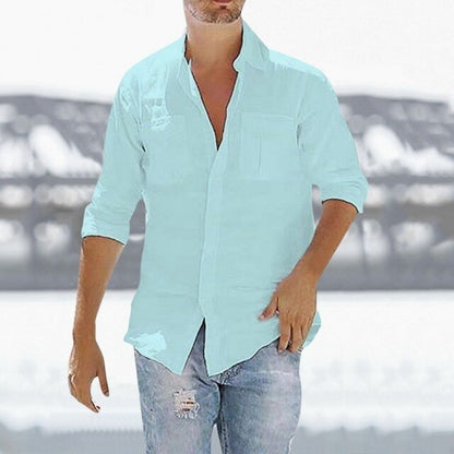 Men's Casual Shirt Cotton Linen Shirt Loose Breathable Shirt Short Sleeves Spring Autumn Summer Casual Men's Long Sleeves Shirt