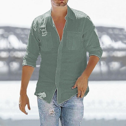 Men's Casual Shirt Cotton Linen Shirt Loose Breathable Shirt Short Sleeves Spring Autumn Summer Casual Men's Long Sleeves Shirt