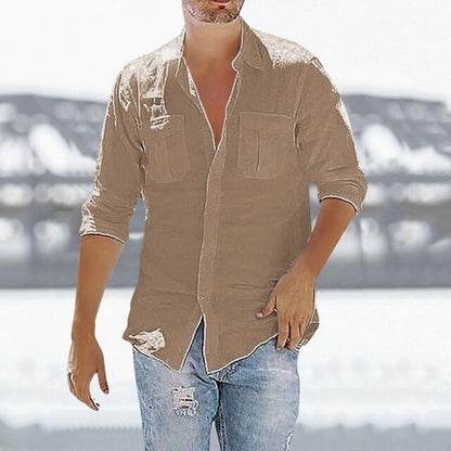 Men's Casual Shirt Cotton Linen Shirt Loose Breathable Shirt Short Sleeves Spring Autumn Summer Casual Men's Long Sleeves Shirt