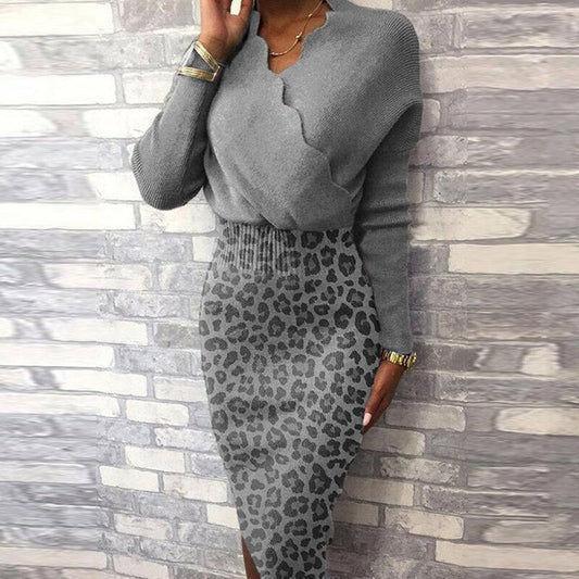 Women Autumn Winter Long Sleeve Slim Fit Knee Dress Elegant Office Lady Bodycon Knitted Dress Sexy Wave V-Neck Solid Party Dress