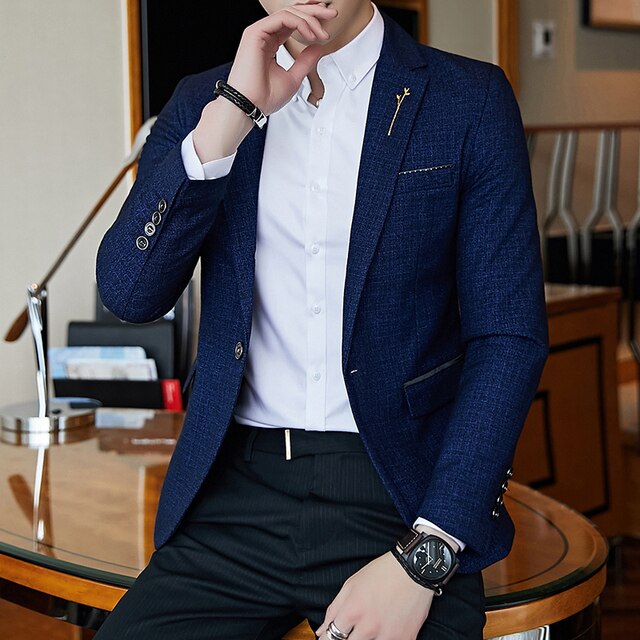Plus Size 5xl Slim Fit Mens Blazer Vintage Suit Jacket Men Chaqueta Hombre Autumn Blazer Hombre Blazer Masculino Completo