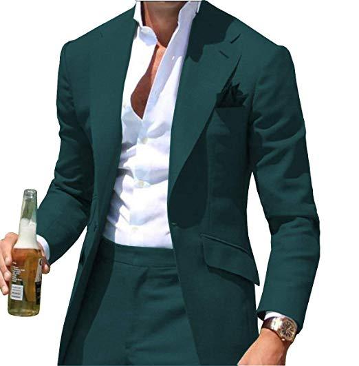 Latest Design Mens Dinner Suit Groom Tuxedos Groomsmen Wedding Suits Blazer for men Trendy Green (jacket +Pants) terno