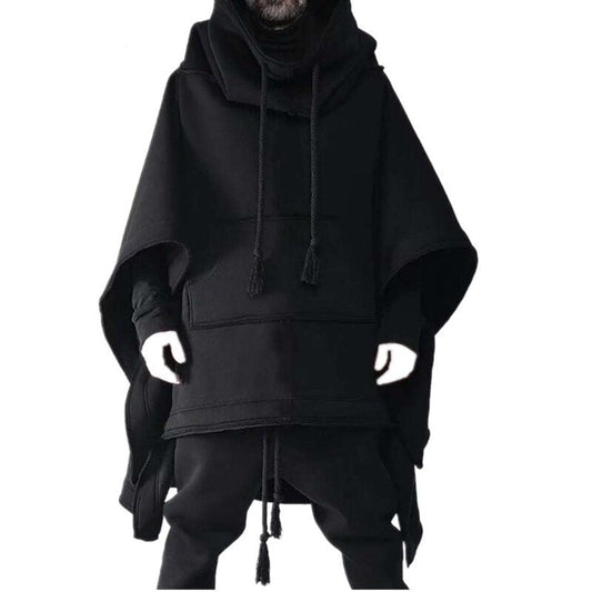 Men's Coat Cape Cloak Mid Long Bat Hoodie Autumn Woolen Coat Male Winter Personality Jacket Woolen Shawl Men Fashion Tops