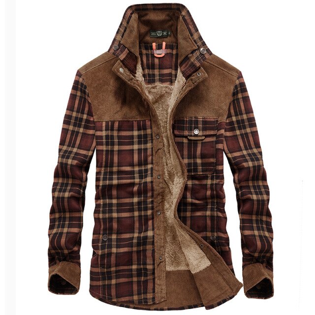 Men's Shirt Winter Padded Warm Green Plaid Flannel Long Sleeve New Man Shirts Fashion Vintage Clothing