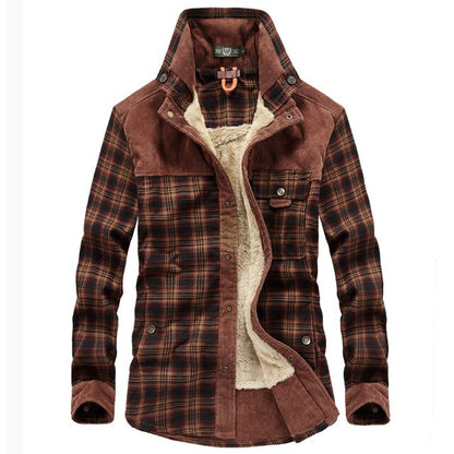 Men's Shirt Winter Padded Warm Green Plaid Flannel Long Sleeve New Man Shirts Fashion Vintage Clothing