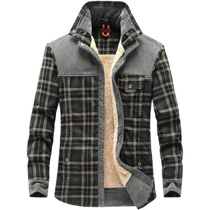 Men's Shirt Winter Padded Warm Green Plaid Flannel Long Sleeve New Man Shirts Fashion Vintage Clothing