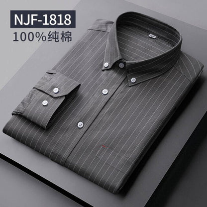 Long Sleeved Casual Shirts Men Cotton Oxford Checked Regular Fit Striped Shirt Plaid Business Mens Solid  Classic Man's Clothing