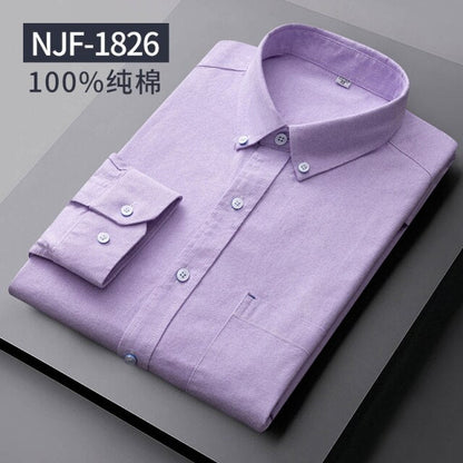 Long Sleeved Casual Shirts Men Cotton Oxford Checked Regular Fit Striped Shirt Plaid Business Mens Solid  Classic Man's Clothing