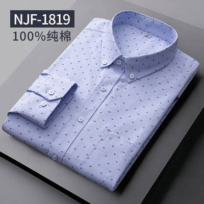Long Sleeved Casual Shirts Men Cotton Oxford Checked Regular Fit Striped Shirt Plaid Business Mens Solid  Classic Man's Clothing